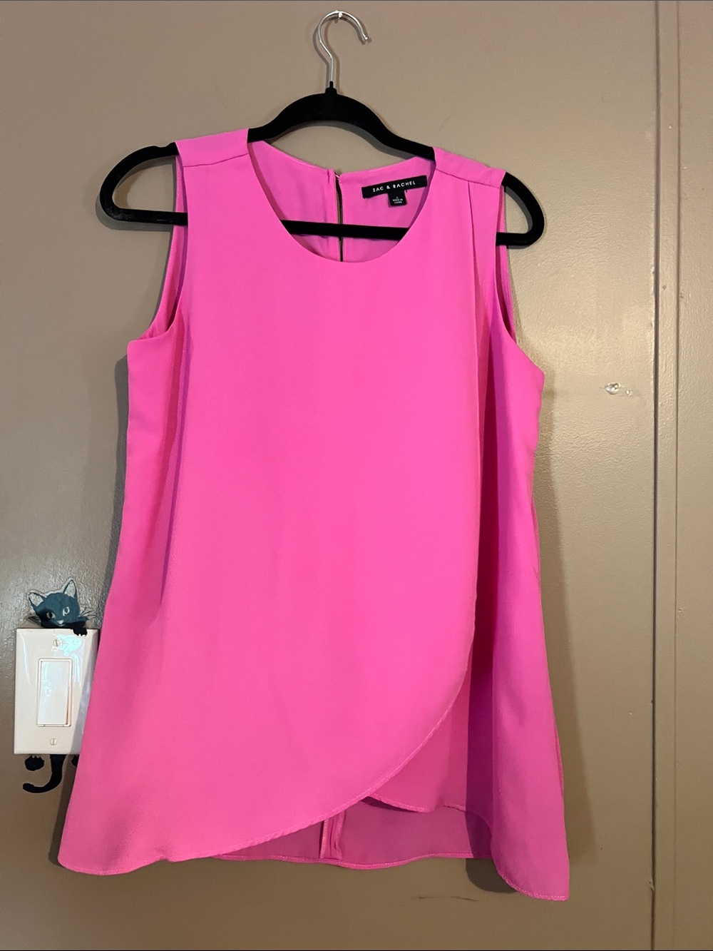Bright Pink Sleeveless Overlay Blouse